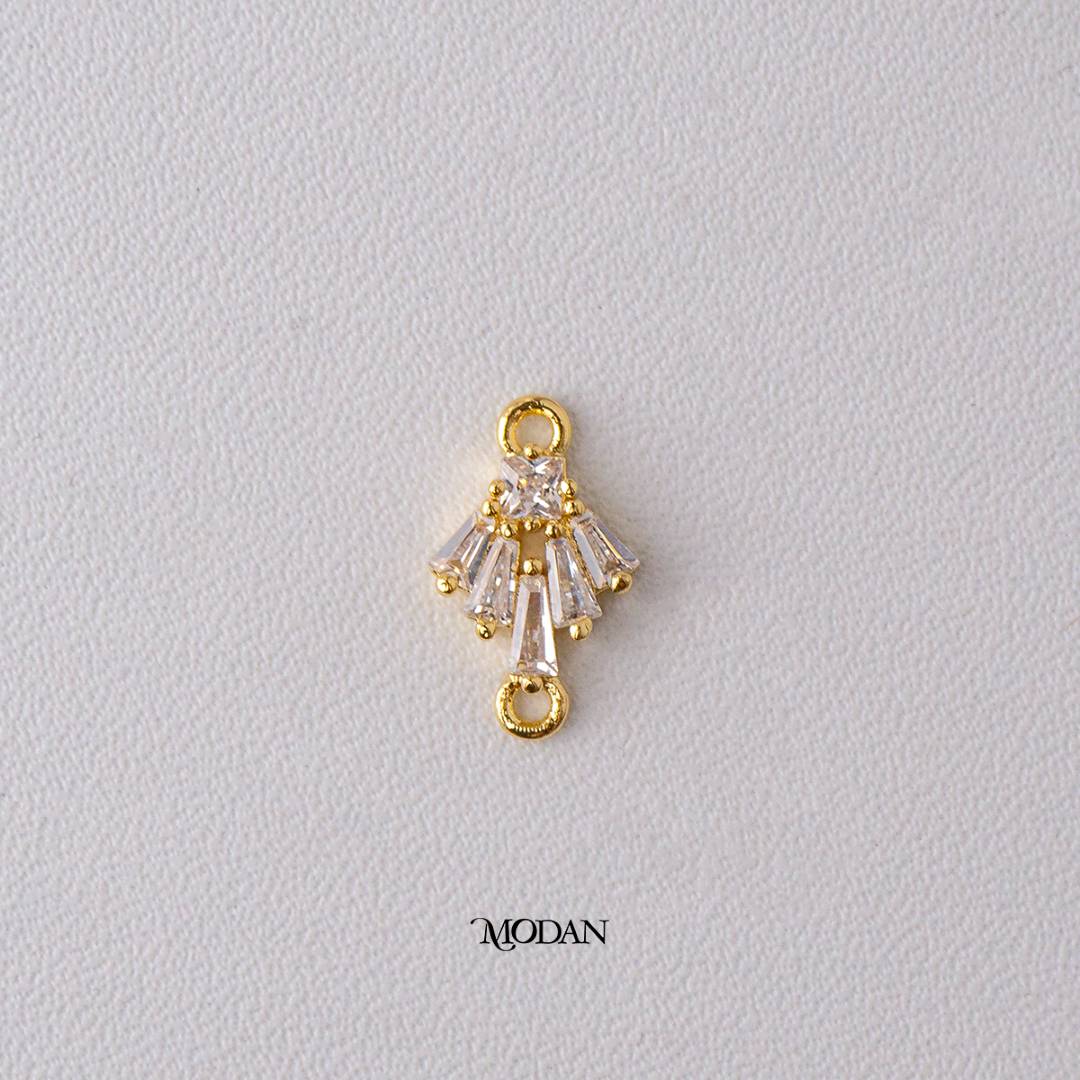 Baguette Dress Mini DIY Connector Liontin Konektor Cubic Zirconia Hypoallergenic Gold Filled