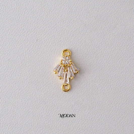Baguette Dress Mini DIY Connector Liontin Konektor Cubic Zirconia Hypoallergenic Gold Filled