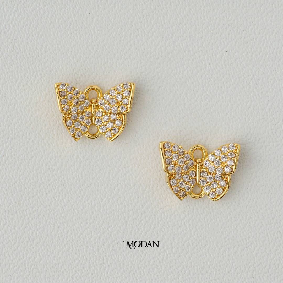 Mini Micro Paved Butterfly Mariposa Animal DIY Connector Liontin Konektor Kupu - Kupu Hypoallergenic Gold Plated