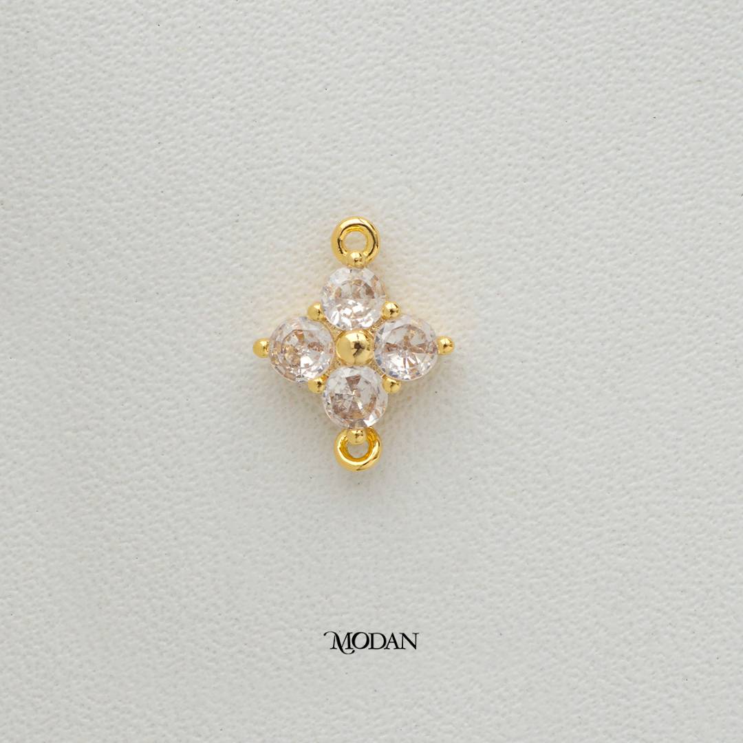 Sparkling Mini Lucky Clover DIY Connector Liontin Konektor Daun Semanggi Hypoallergenic Gold Filled
