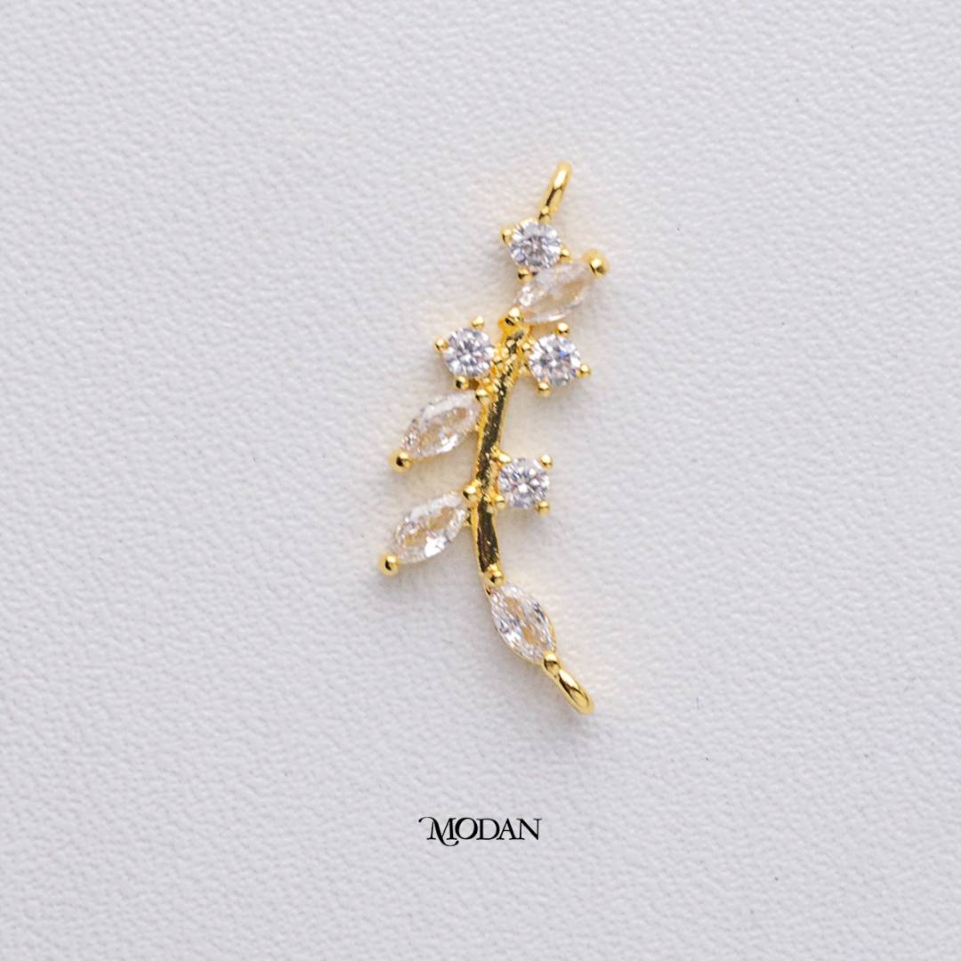 Sparkling Bridal Marquise Nature Leaf DIY Connector Liontin Konektor Daun Pesta Hypoallergenic Gold Filled