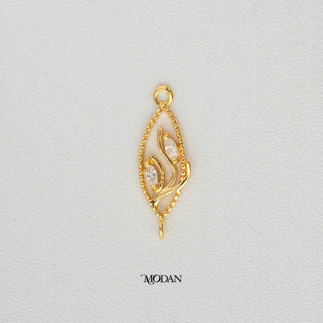 Minimalist Nature Leaf DIY Connector Liontin Konektor Daun Hypoallergenic Gold Filled