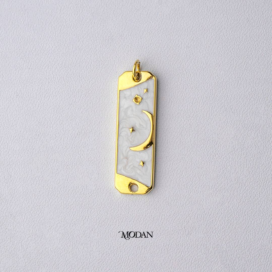 Pink White Mother of Pearl Tag Bar Moon and Star DIY Connector Liontin Konektor Bulan dan Bintang Hypoallergenic Gold Filled