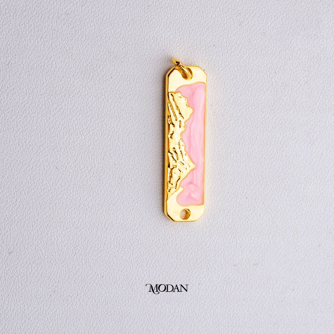 Pink White Mother of Pearl Tag Bar Mountain DIY Connector Liontin Konektor Gunung Hypoallergenic Gold Filled