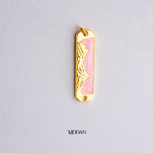 Pink White Mother of Pearl Tag Bar Mountain DIY Connector Liontin Konektor Gunung Hypoallergenic Gold Filled