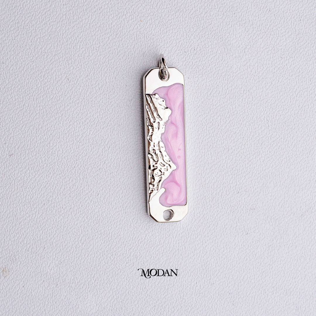 Pink White Mother of Pearl Tag Bar Mountain DIY Connector Liontin Konektor Gunung Hypoallergenic Gold Filled