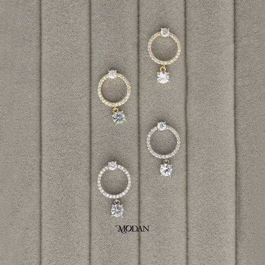 Dainty Circle Solitaire Drop Stud Earrings Anting Tusuk Bulat Hypoallergenic Gold Plated