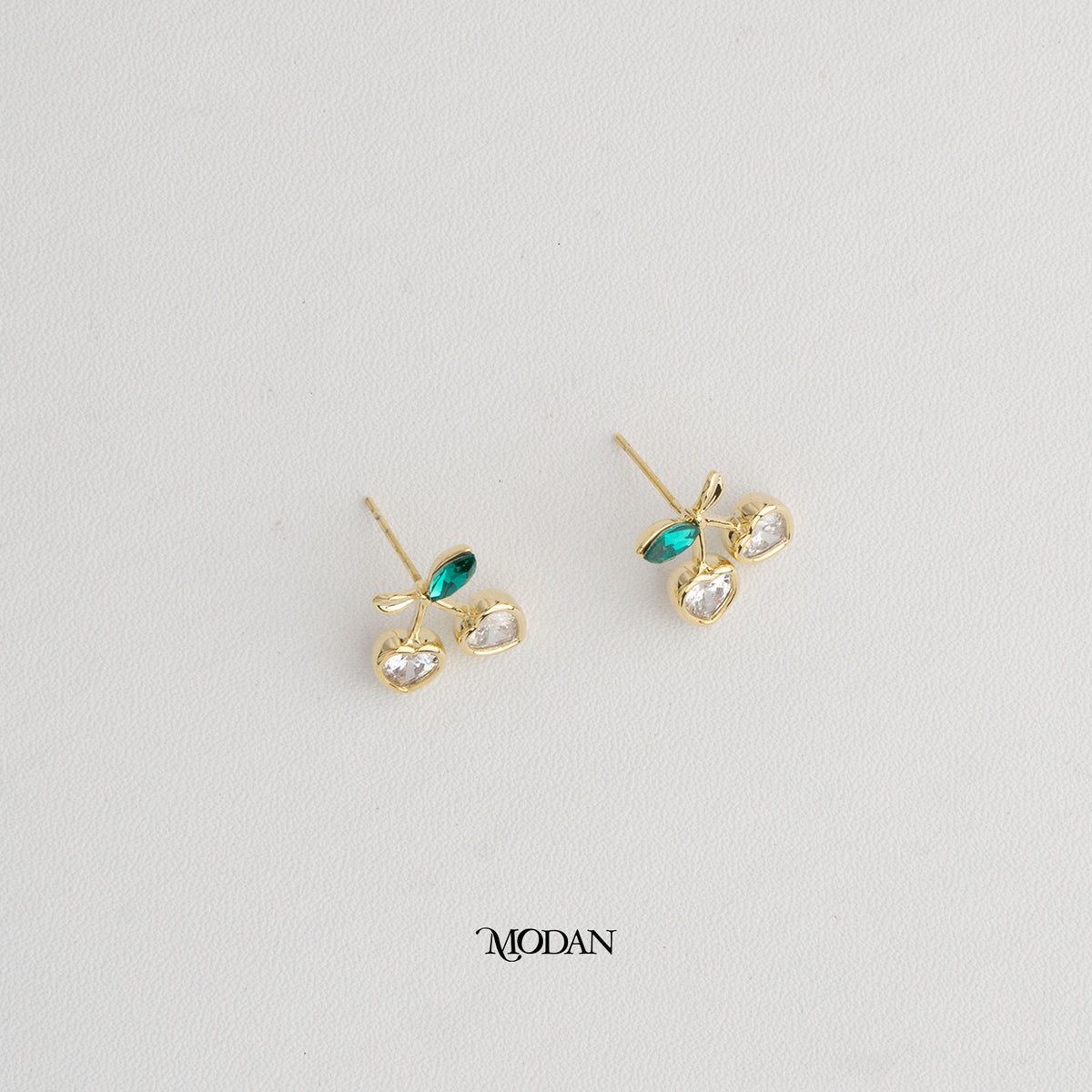 (13mm) Cute Korean Style Cherry Shaped Stud Earrings Anting Tusuk Buah Ceri Hypoallergenic Gold Plated