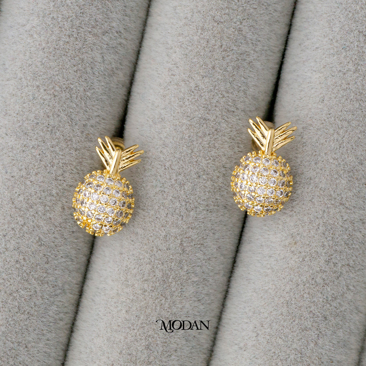Cute Tropical Pineapple Food Mini Stud Earrings Anting Tusuk Nanas Hypoallergenic