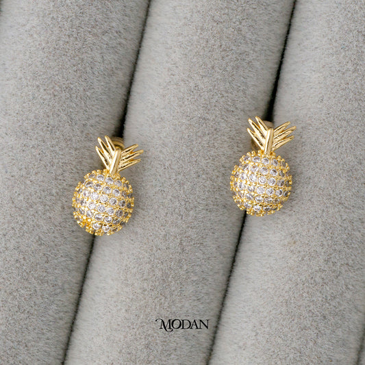 Cute Tropical Pineapple Food Mini Stud Earrings Anting Tusuk Nanas Hypoallergenic