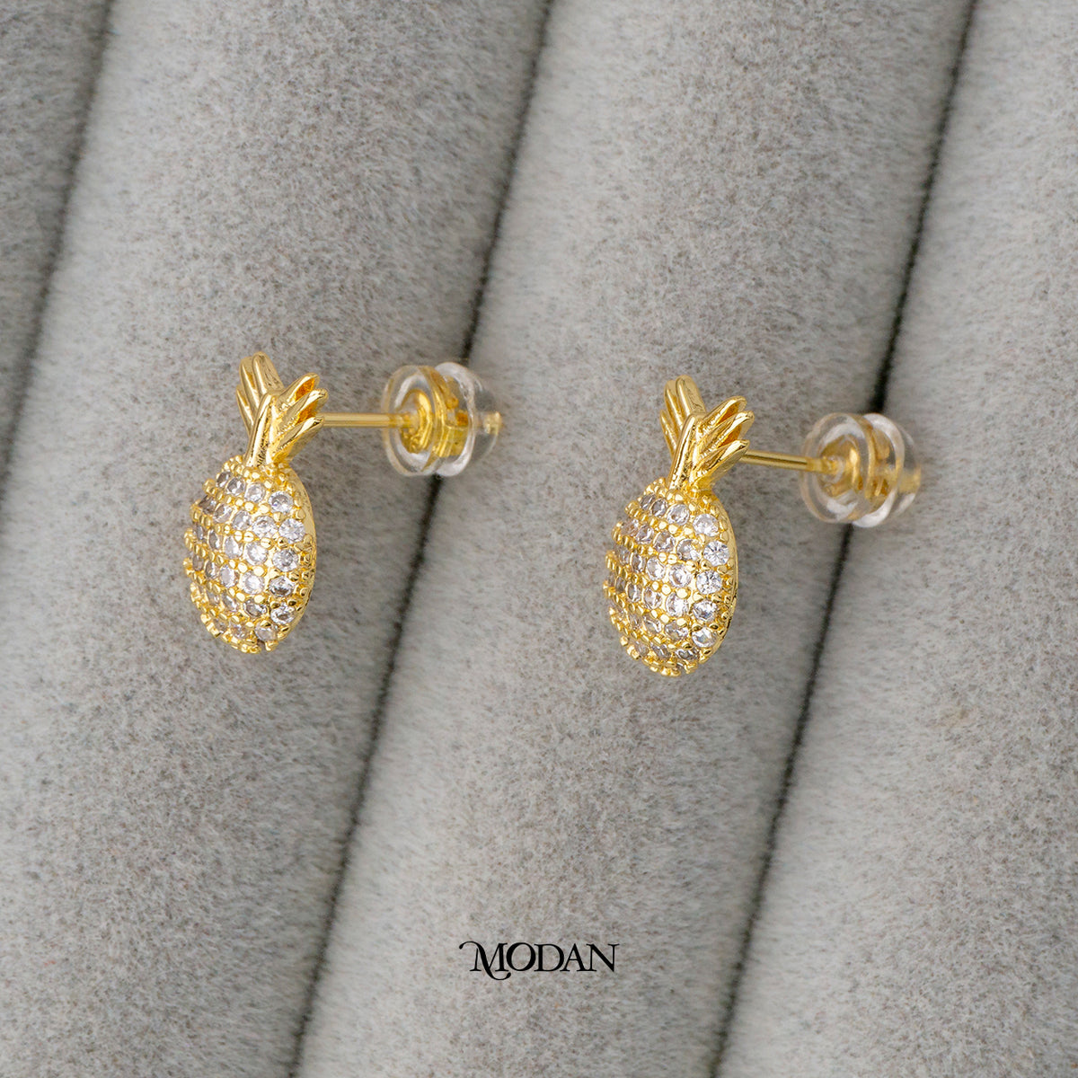 Cute Tropical Pineapple Food Mini Stud Earrings Anting Tusuk Nanas Hypoallergenic