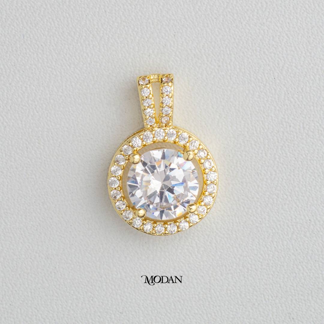 Sparkling Round Pendant DIY Pendant Liontin Kalung Mata Satu Hypoallergenic Gold Filled