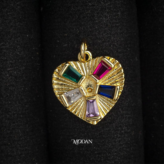Colorful Heart Baguette Pendant DIY Pendant Liontin Hati Warna - Warni Hypoallergenic Gold Filled