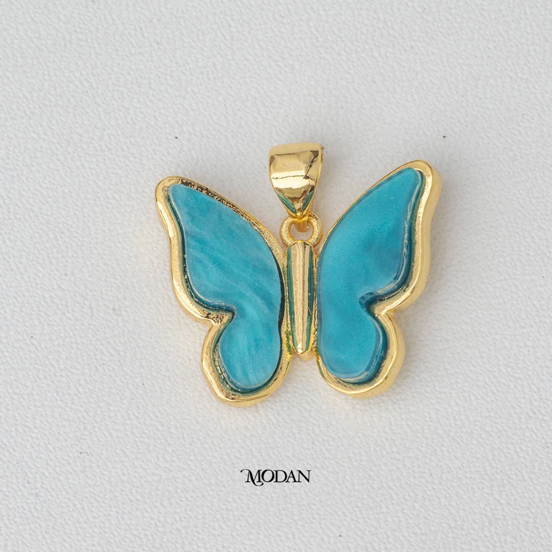 Pastel Color Shell Pearl Butterfly Pendant DIY Pendant Liontin Kupu Kupu Warna Hypoallergenic Gold Plated