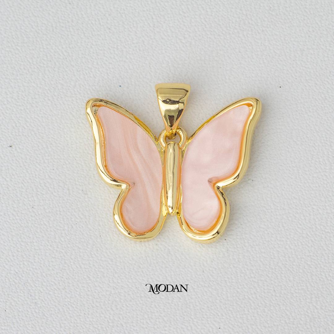 Pastel Color Shell Pearl Butterfly Pendant DIY Pendant Liontin Kupu Kupu Warna Hypoallergenic Gold Plated