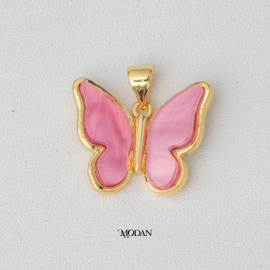 Pastel Color Shell Pearl Butterfly Pendant DIY Pendant Liontin Kupu Kupu Warna Hypoallergenic Gold Plated