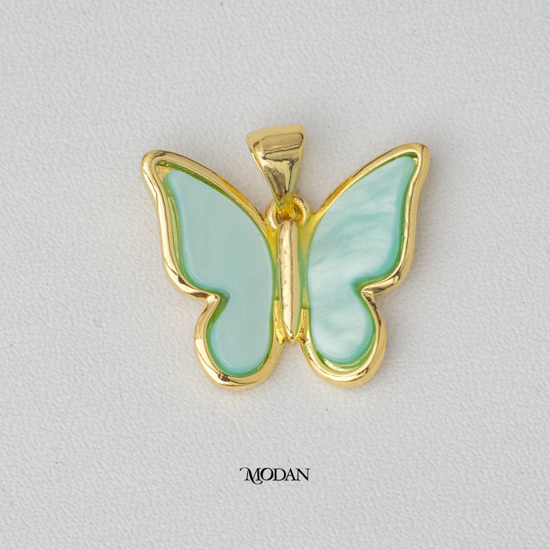 Pastel Color Shell Pearl Butterfly Pendant DIY Pendant Liontin Kupu Kupu Warna Hypoallergenic Gold Plated