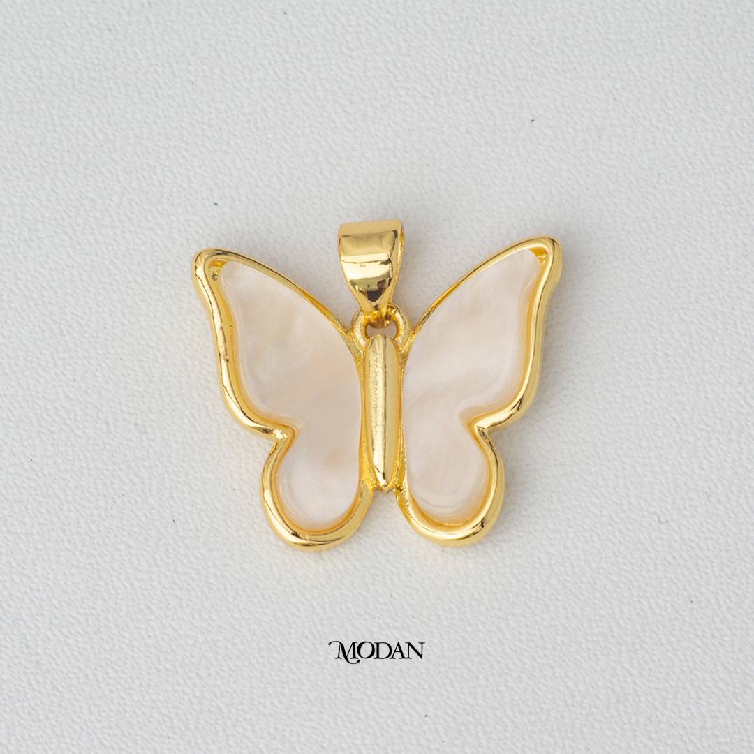 Pastel Color Shell Pearl Butterfly Pendant DIY Pendant Liontin Kupu Kupu Warna Hypoallergenic Gold Plated