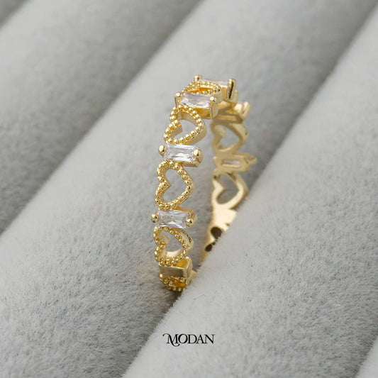 Heart Baquette Adjustable Ring Cincin Hati Adjustable Hypoallergenic Gold Plated