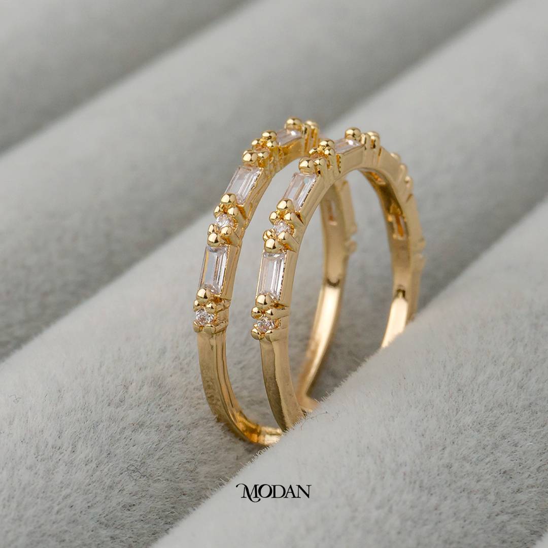 Double Layer Baguette Adjustable Ring Cincin 2 Layer Adjustable Hypoallergenic Gold Plated