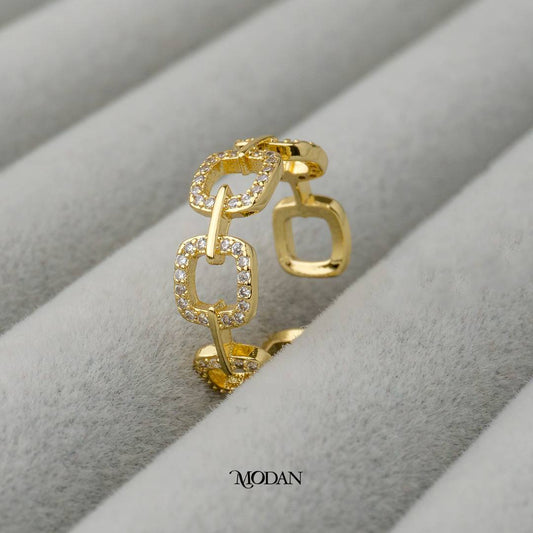 Statement Chain Link Adjustable Ring Cincin Rantai Adjustable Hypoallergenic Gold Plated
