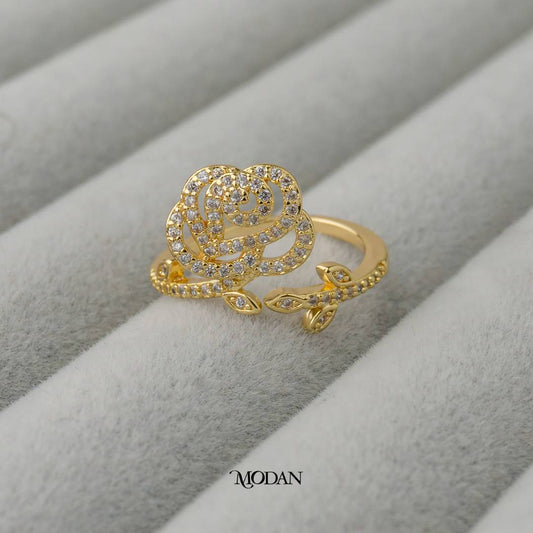 Korean Rose Flower Adjustable Ring Cincin Bunga Mawar Adjustable Hypoallergenic Gold Plated