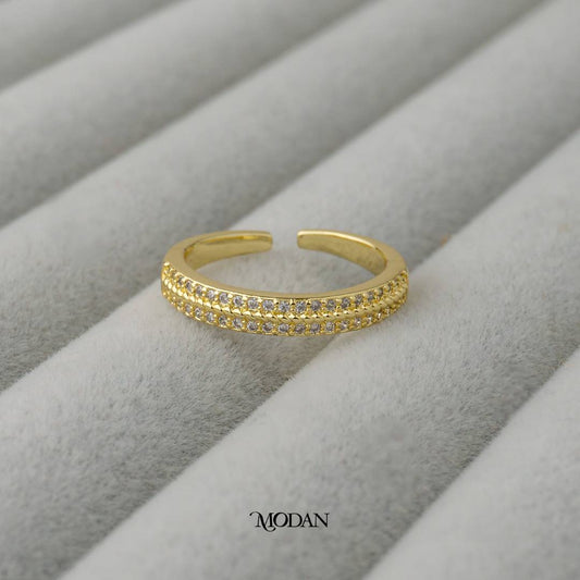 Minimalist Double Row Adjustable Ring Cincin Minimalis Adjustable Hypoallergenic Gold Plated