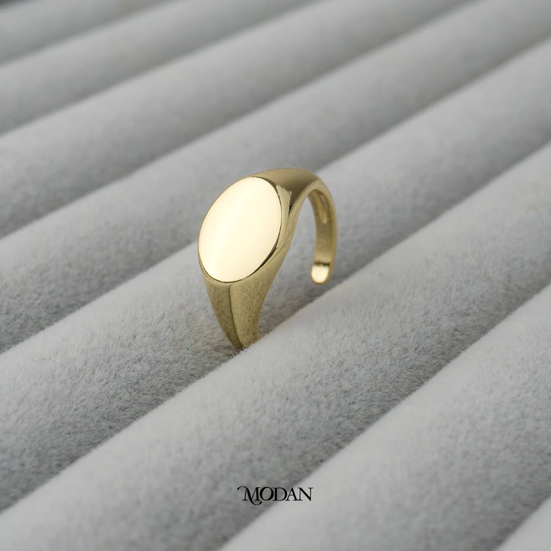 Minimalist Signet Adjustable Ring Cincin Polos Adjustable Hypoallergenic Gold Plated