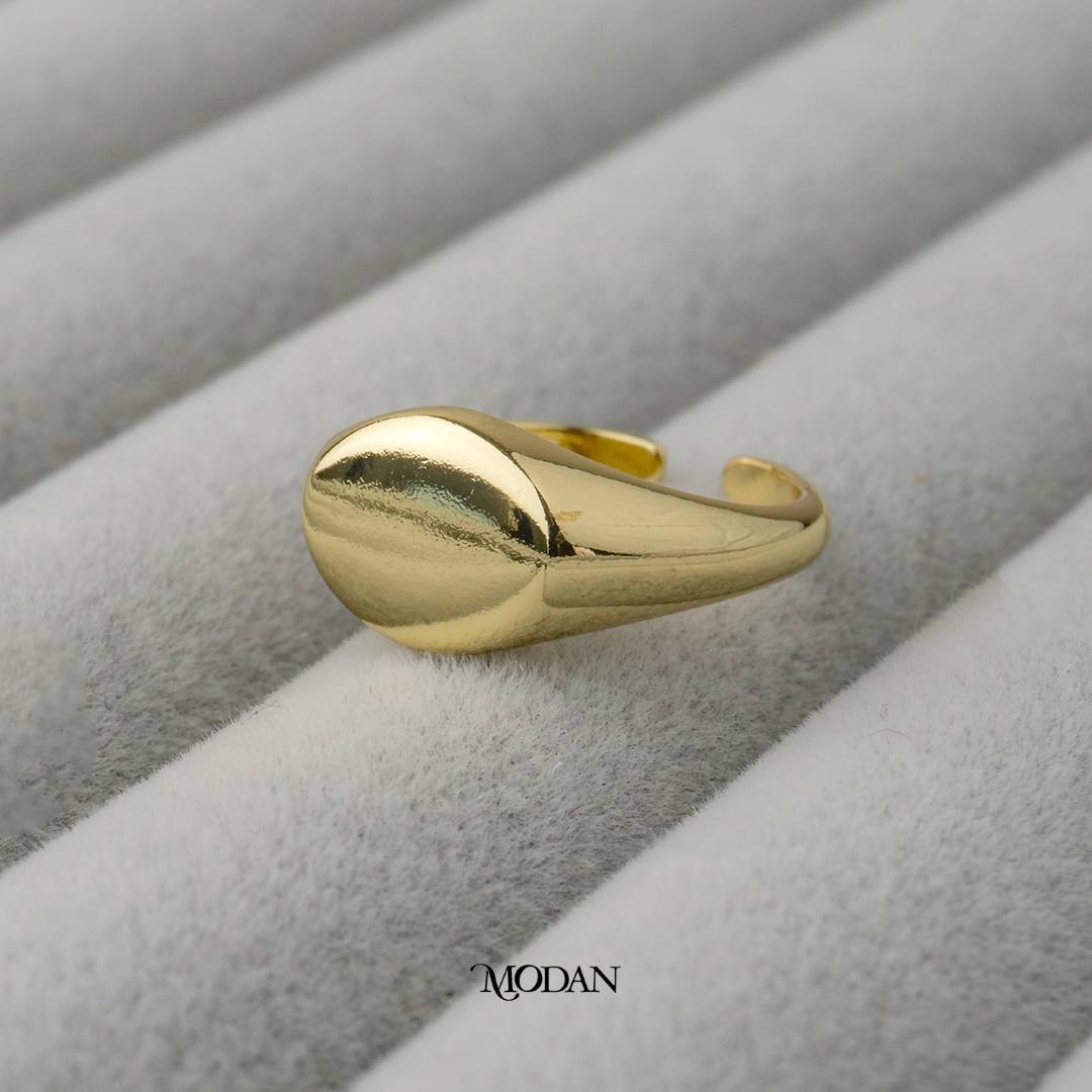Minimalist Signet Adjustable Ring Cincin Polos Adjustable Hypoallergenic Gold Plated