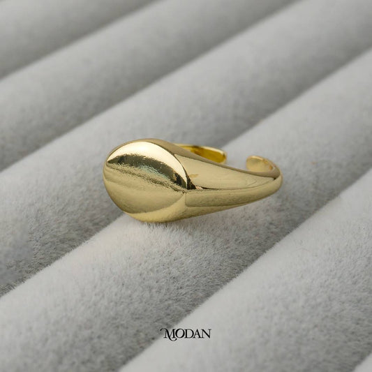 Minimalist Signet Adjustable Ring Cincin Polos Adjustable Hypoallergenic Gold Plated