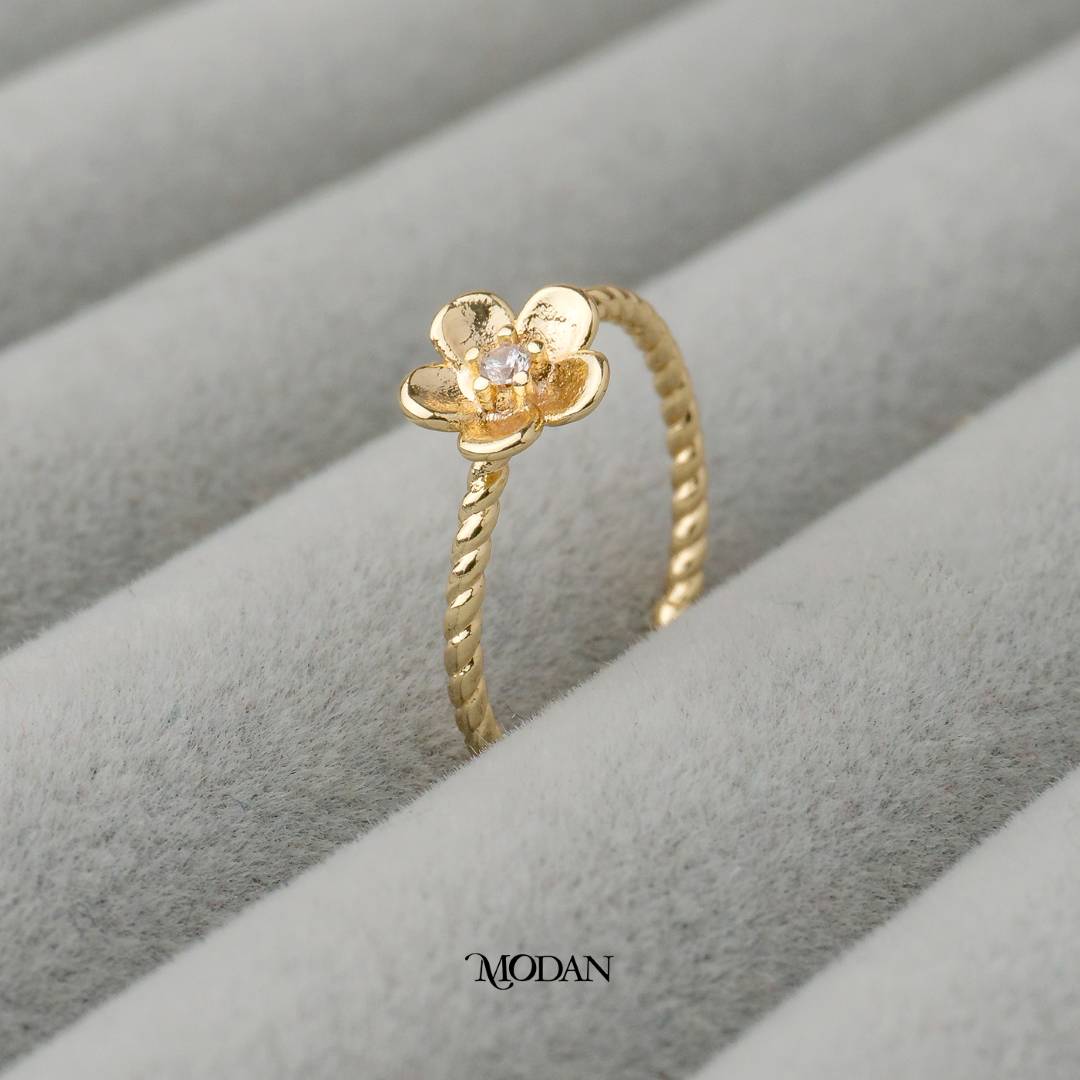 Twisted Flower Adjustable Ring Cincin Bunga Ulir Adjustable Hypoallergenic Gold Plated