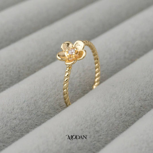Twisted Flower Adjustable Ring Cincin Bunga Ulir Adjustable Hypoallergenic Gold Plated