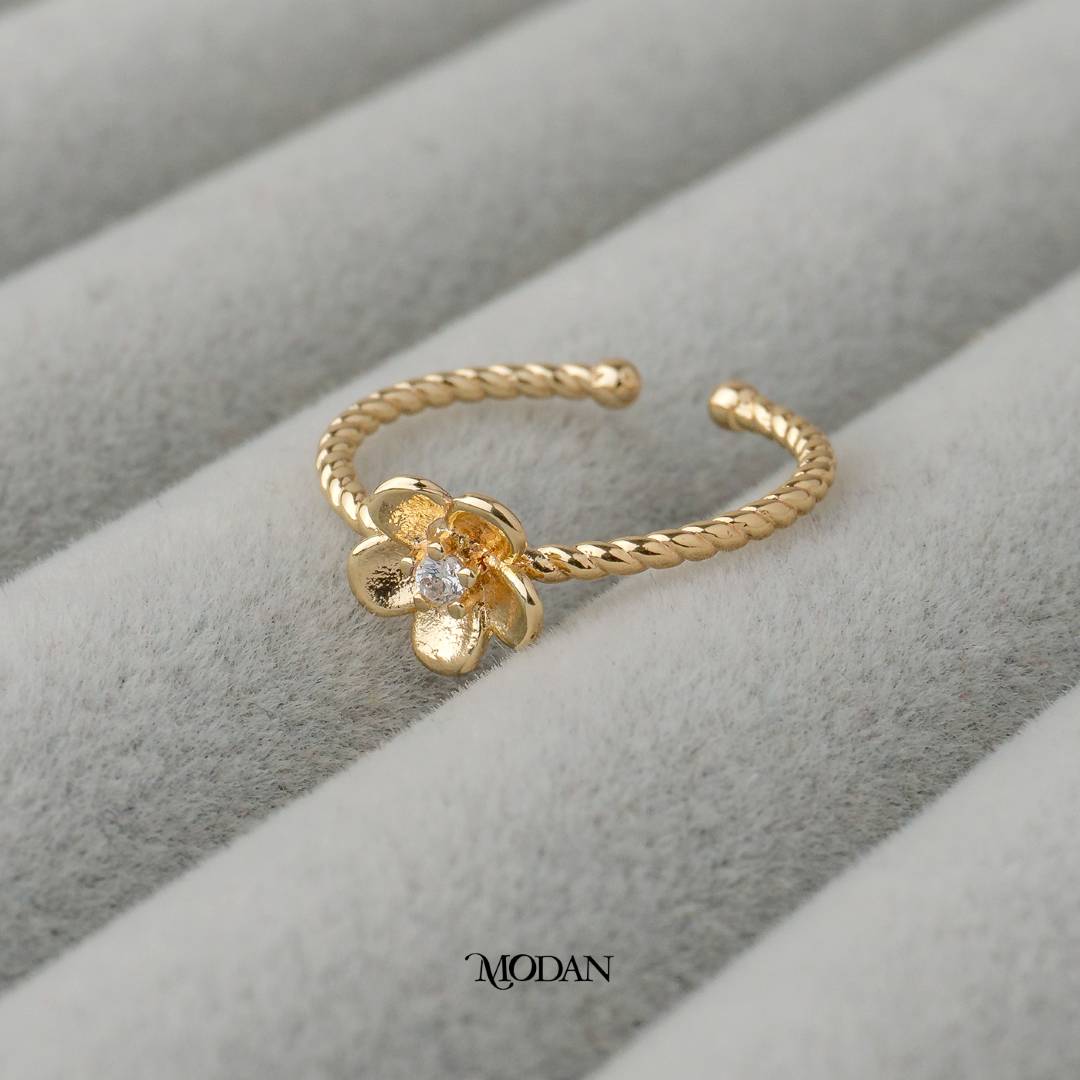 Twisted Flower Adjustable Ring Cincin Bunga Ulir Adjustable Hypoallergenic Gold Plated