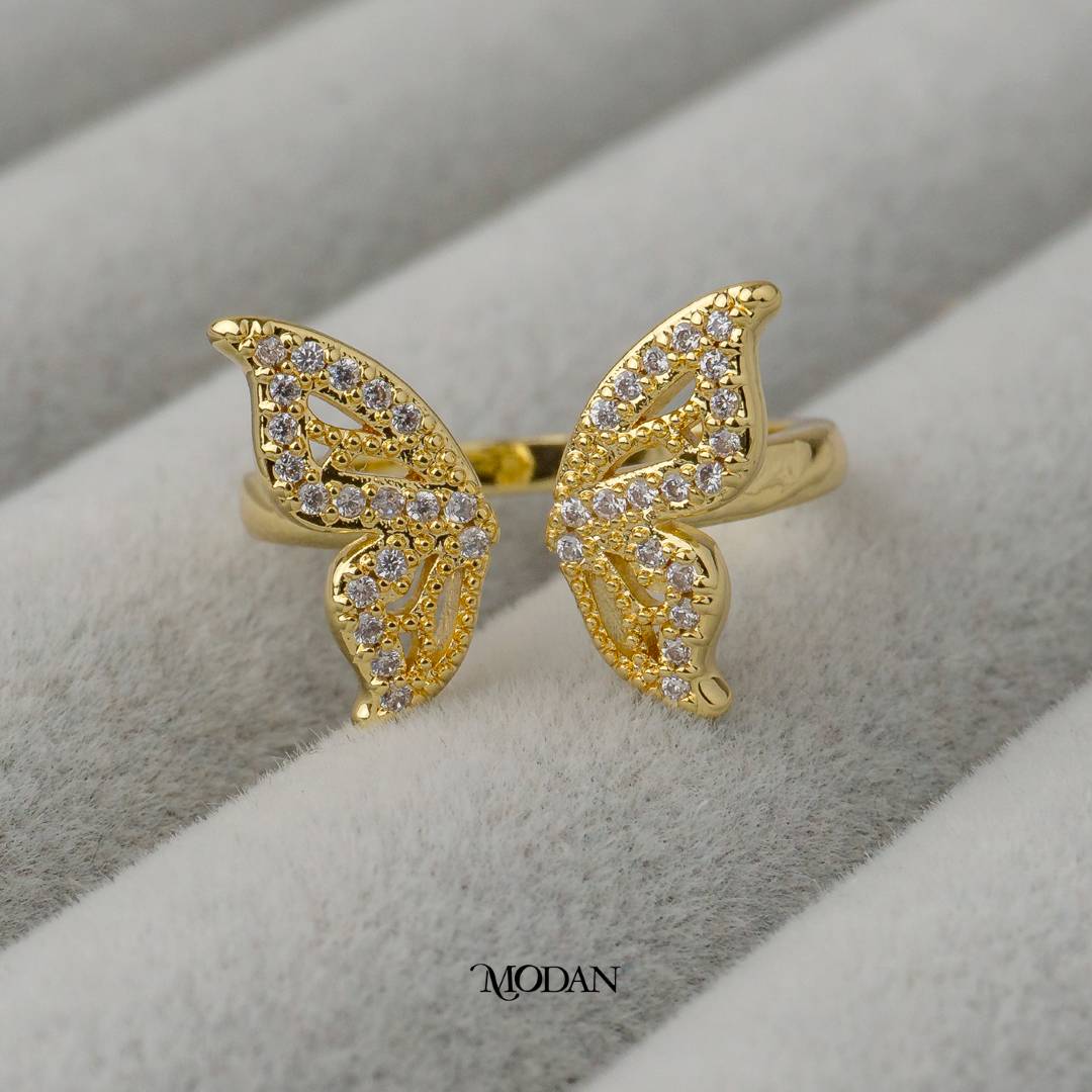 Nature Butterfly Wings Adjustable Ring Cincin Sayap Kupu-Kupu Adjustable Hypoallergenic Gold Plated