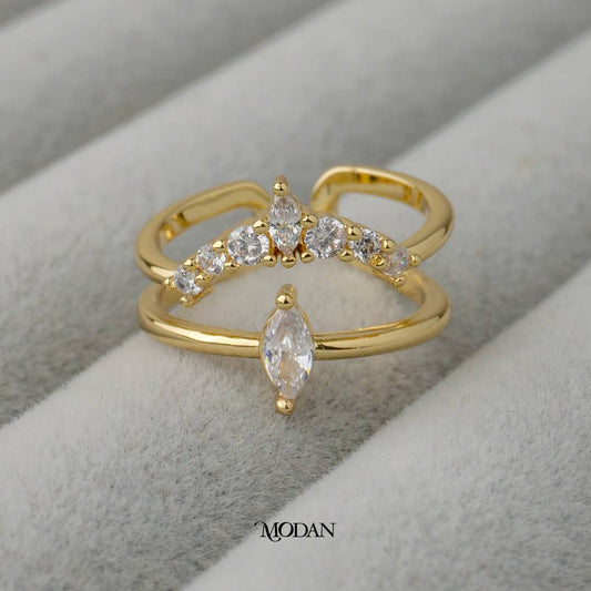 Crown Marquise Adjustable Ring Cincin Mahkota Adjustable Hypoallergenic Gold Plated
