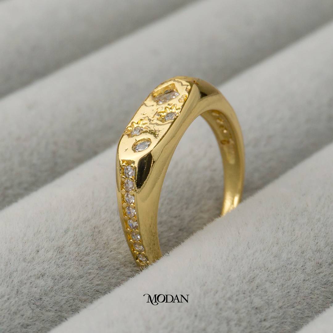 Celestial Starburst Adjustable Ring Cincin Bintang Dan Bulan Adjustable Hypoallergenic Gold Plated