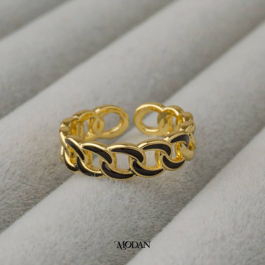Colorful Enamel Chain Ring Adjustable Cincin Warna-Warni Rantai Hypoallergenic Gold Plated