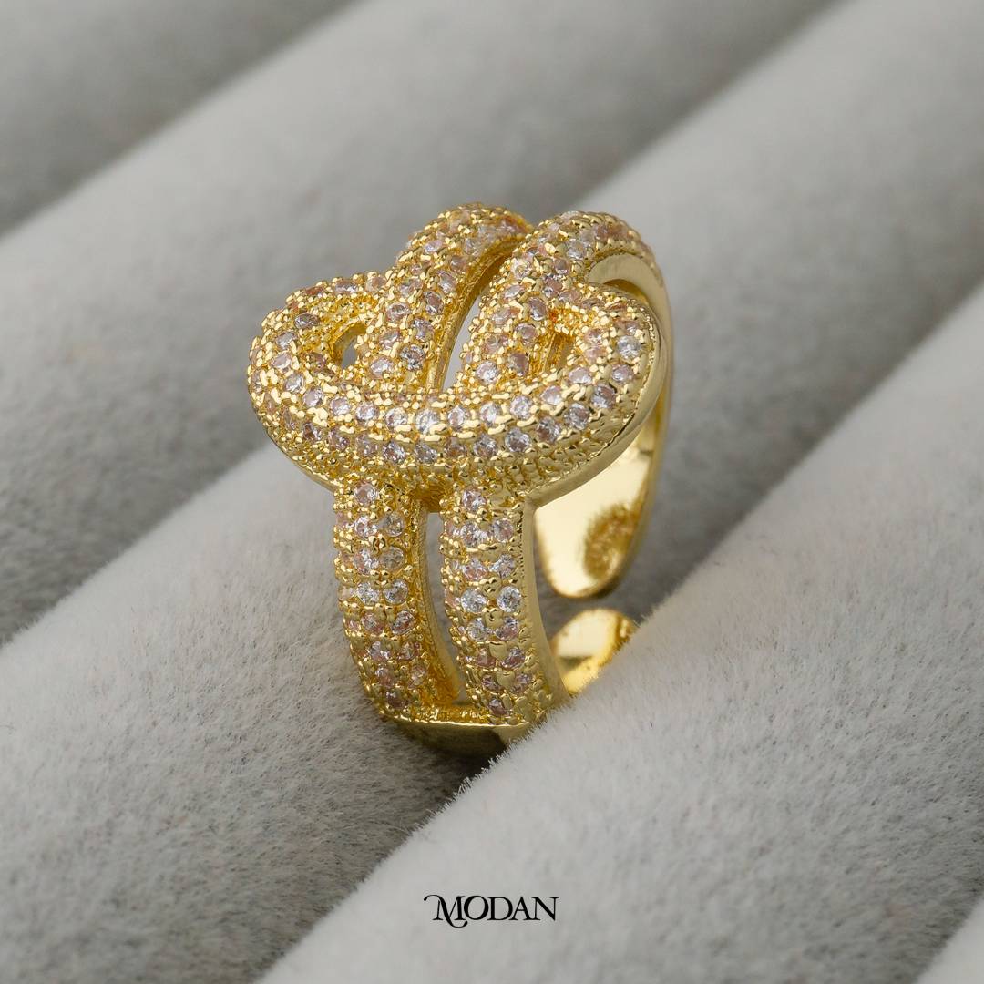 Radiant Knot Band Ring Adjustable Cincin Simpul Hypoallergenic Gold Plated