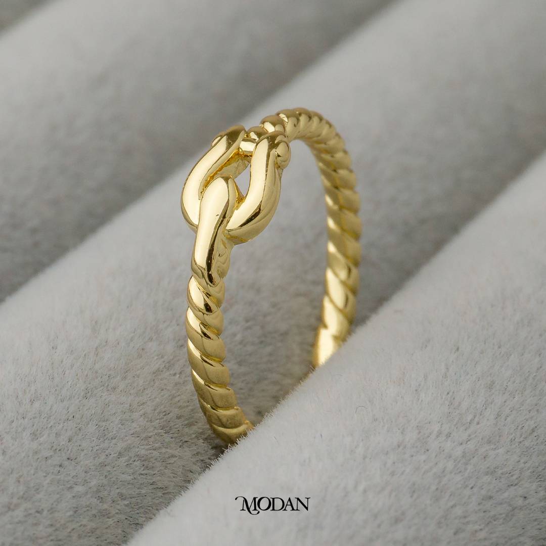 Twisted Belt Ring Adjustable Cincin Sabuk Spiral Hypoallergenic Gold Plated