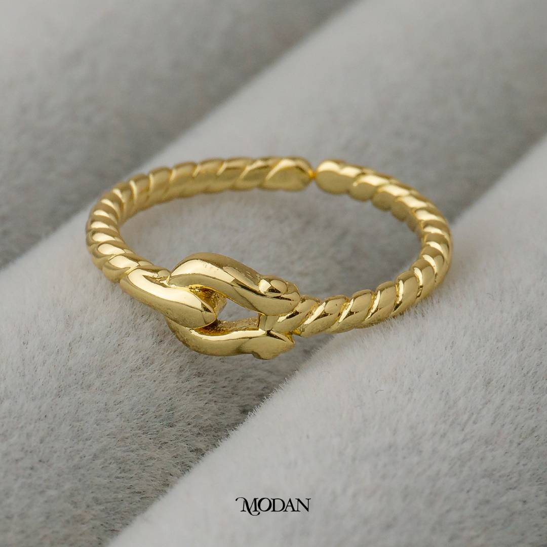 Twisted Belt Ring Adjustable Cincin Sabuk Spiral Hypoallergenic Gold Plated