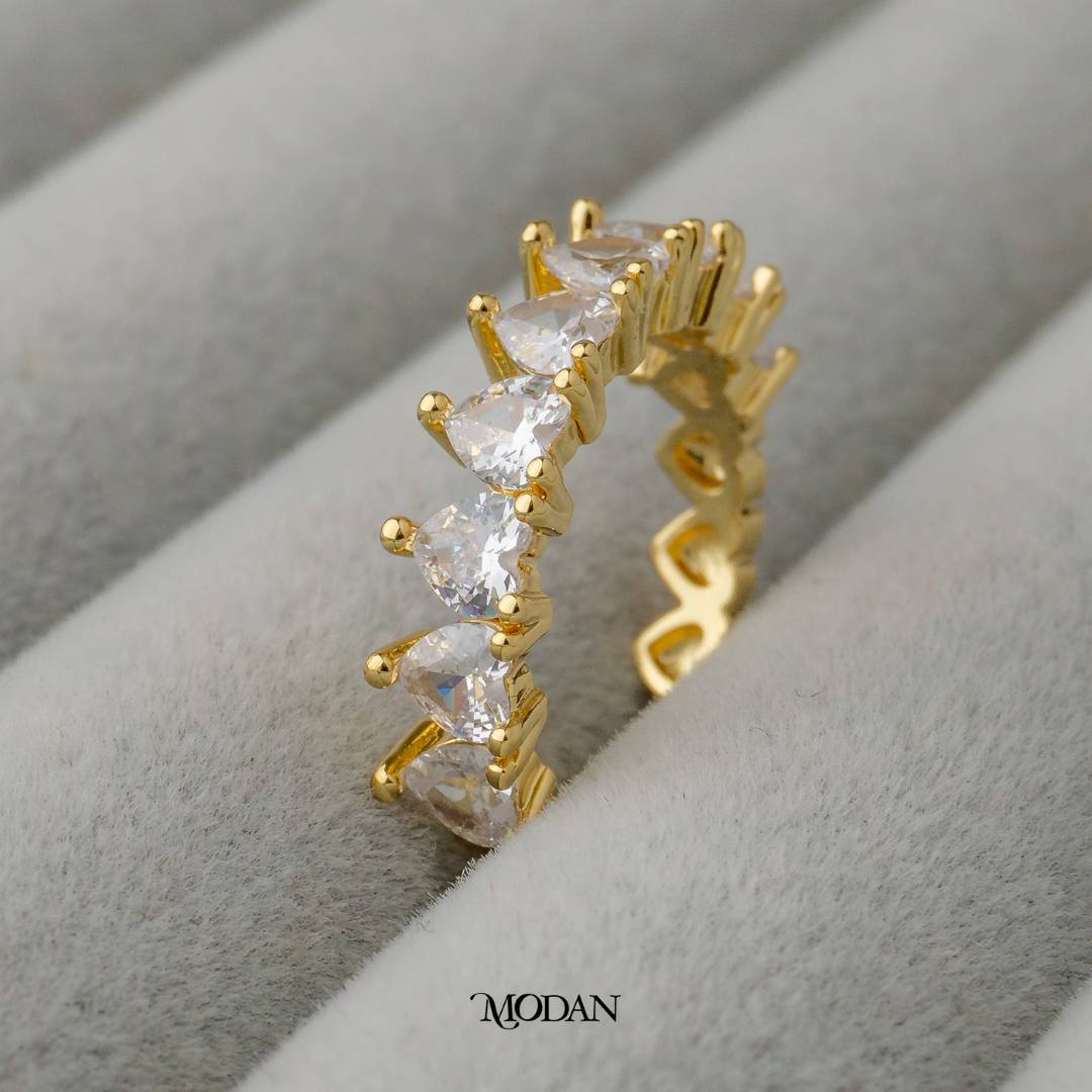 Sweetheart Row Ring Adjustable Cincin Berderet Hypoallergenic Gold Plated