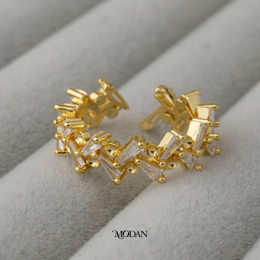 Baguette Zig-Zag Sparkle Ring Cincin Zig-Zag Hypoallergenic Gold Plated