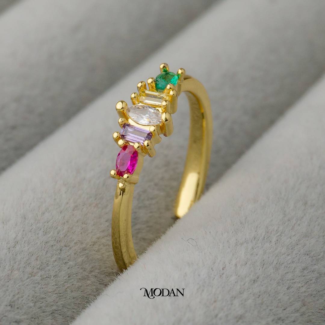 Rainbow Multi Shape Ring Cincin Warna-Warni Hypoallergenic Gold Plated