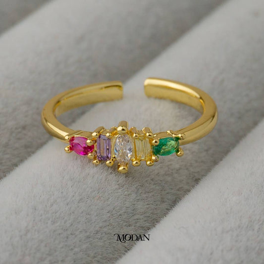 Rainbow Multi Shape Ring Cincin Warna-Warni Hypoallergenic Gold Plated
