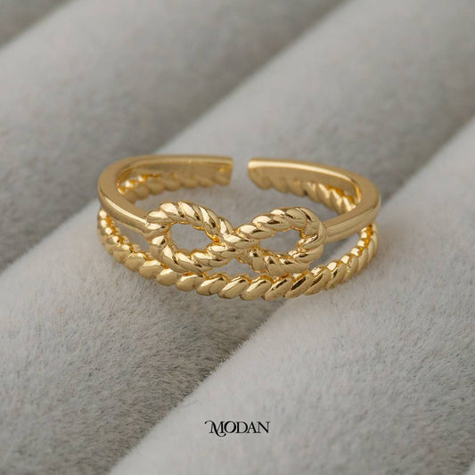 Minimalist Double Layer Infinity Ring Cincin Angka Delapan Dua Layer Hypoallergenic Gold Plated