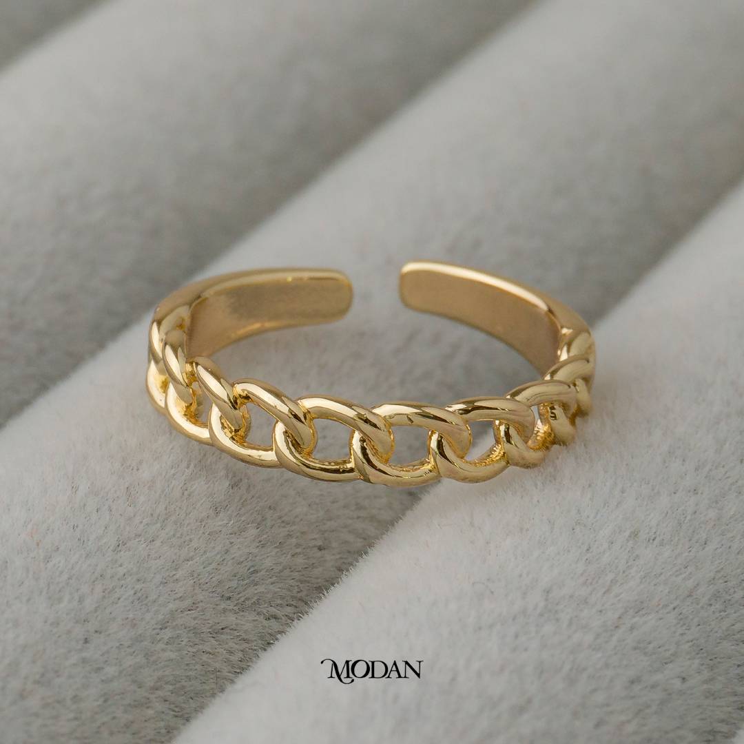 Classic Curb Chain Ring Cincin Motif Rantai Curb Hypoallergenic Gold Plated