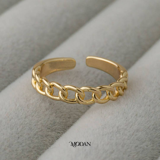 Classic Curb Chain Ring Cincin Motif Rantai Curb Hypoallergenic Gold Plated