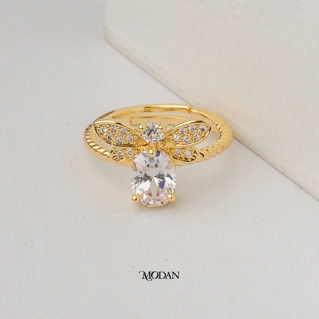 Bee Shaped Adjustable Ring Cincin Lebah Hypoallergenic Gold Plated