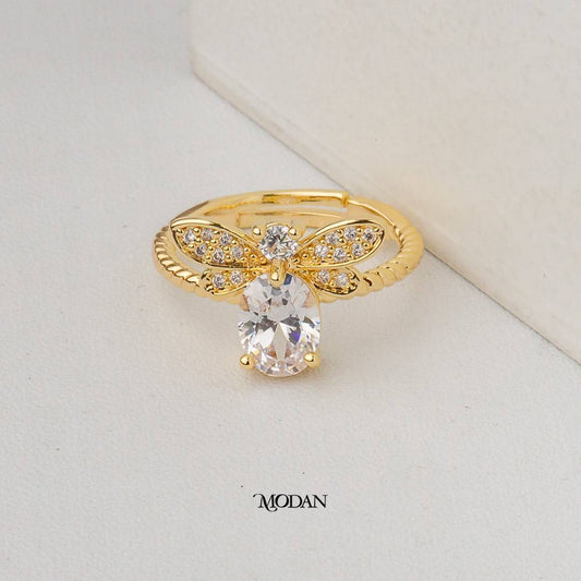 Bee Shaped Adjustable Ring Cincin Lebah Hypoallergenic Gold Plated