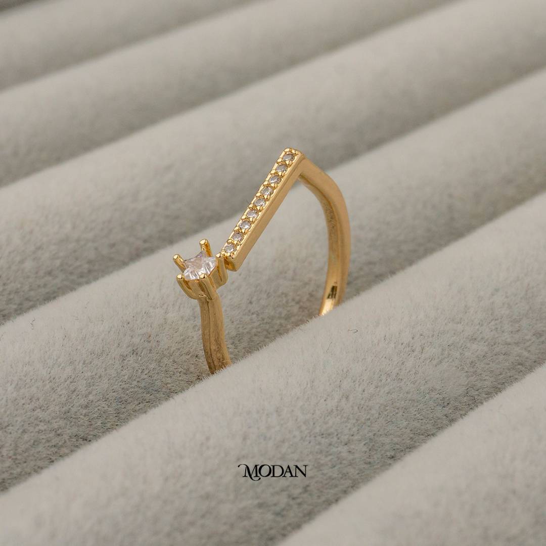 Unique Star Cut Solitaire Adjustable Ring Cincin Bintang Unik Hypoallergenic Gold Plated